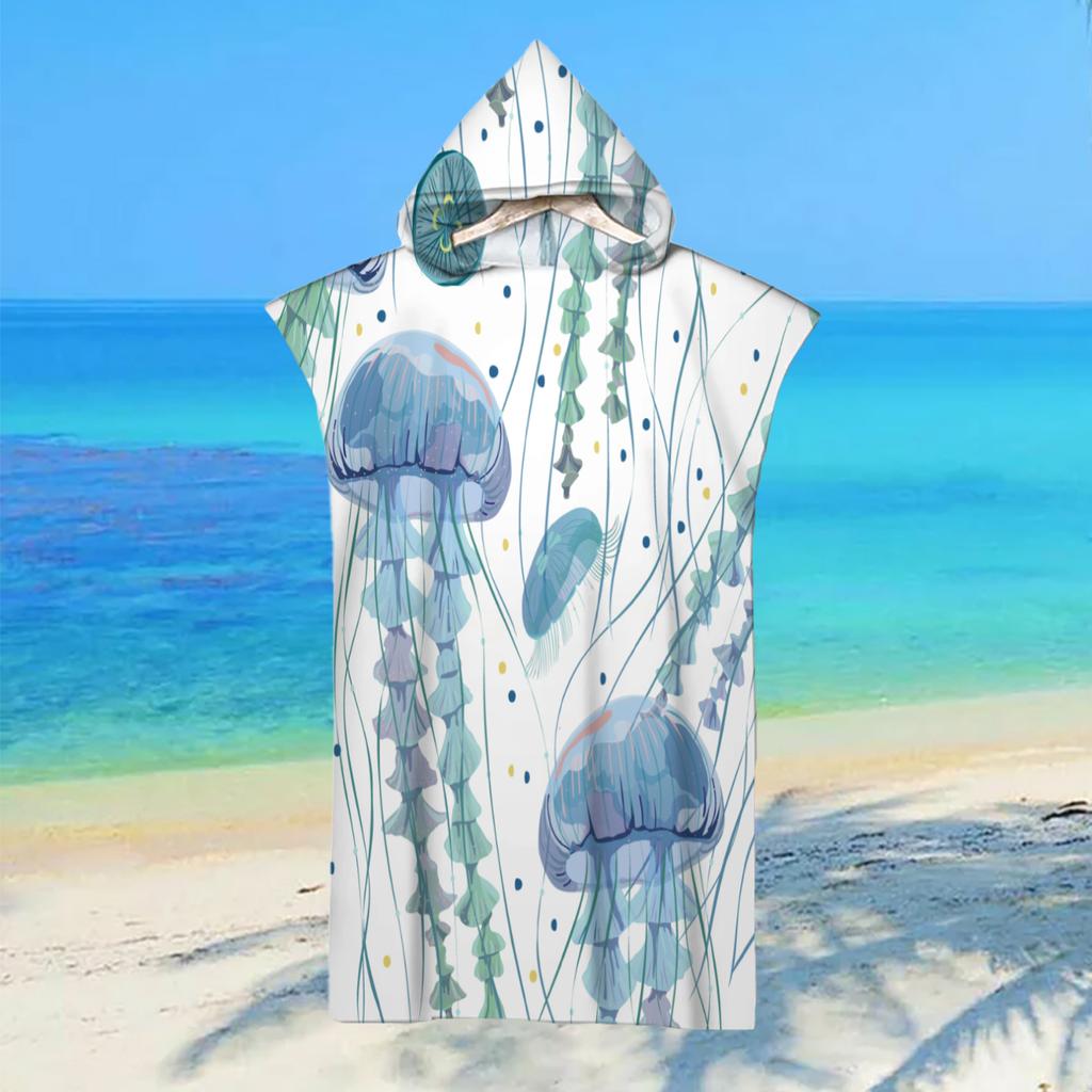 Adult Kids Beach Towel Quick Dry Hooded Cloak Children Women Large Bath Towels Sand Free Poncho Bathrobe For Summer Swim Surf