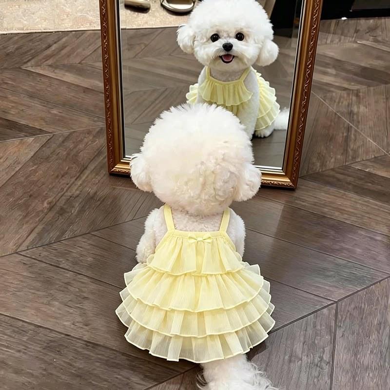 Pet Summer Strap Dress Thin Breathable Princess Dress Small Teddy Dog Clothes for Small Dogs Puppy Clothes