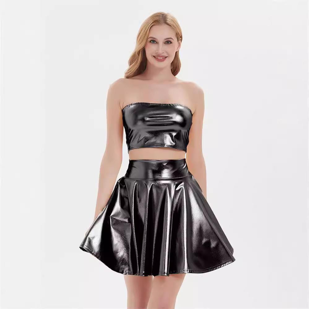 Women's Nightclub Performance Metal Pleated Skirt