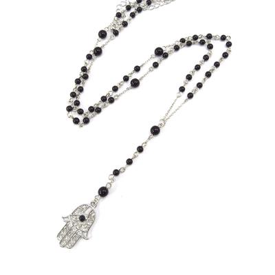 [K2826] - Designer Necklace 'Fatma' Black Silver