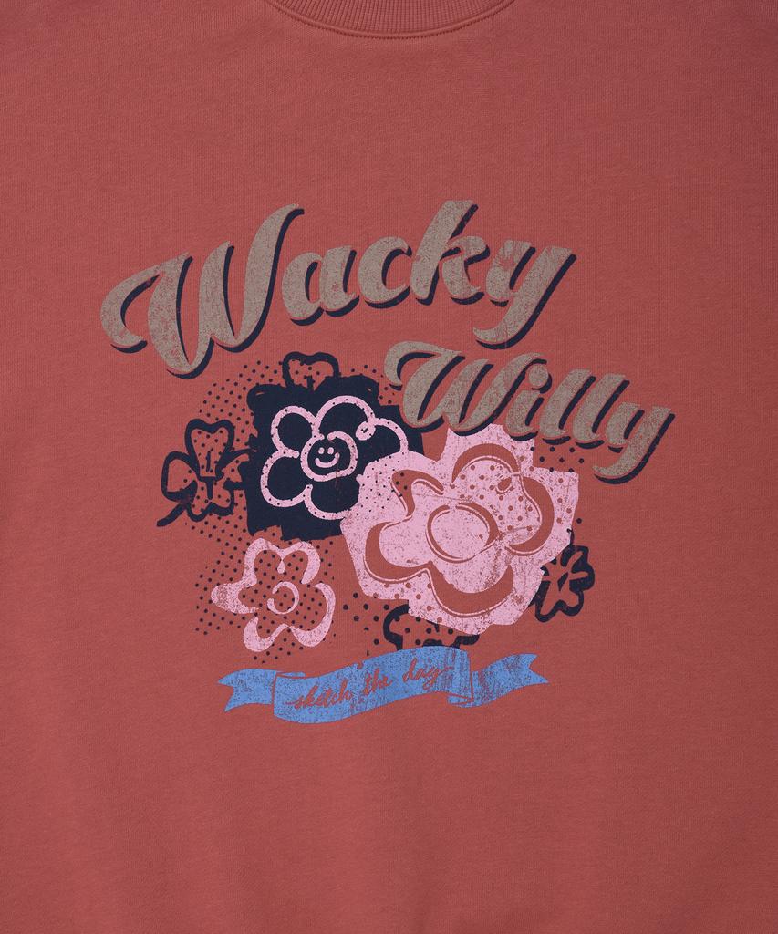 WACKY WILLY Women'S Vintage Graphic Sweatshirt Deep Red