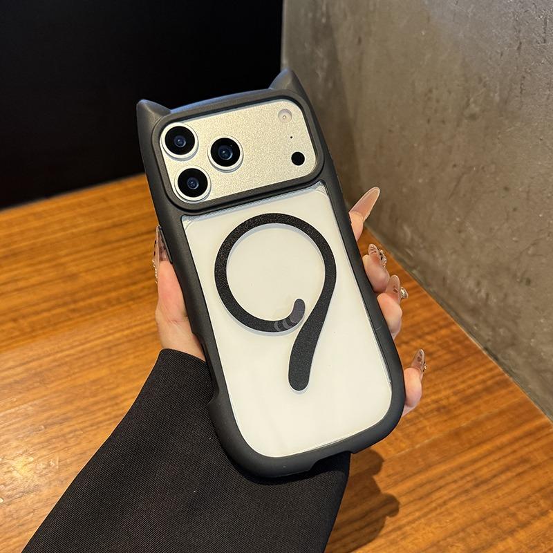 Cute Cat Ear for Clear Case for For Iphone 17 16 1 Pro Max 14 Plus Air 12 13 11 Magnetic Wireless Charging Cover