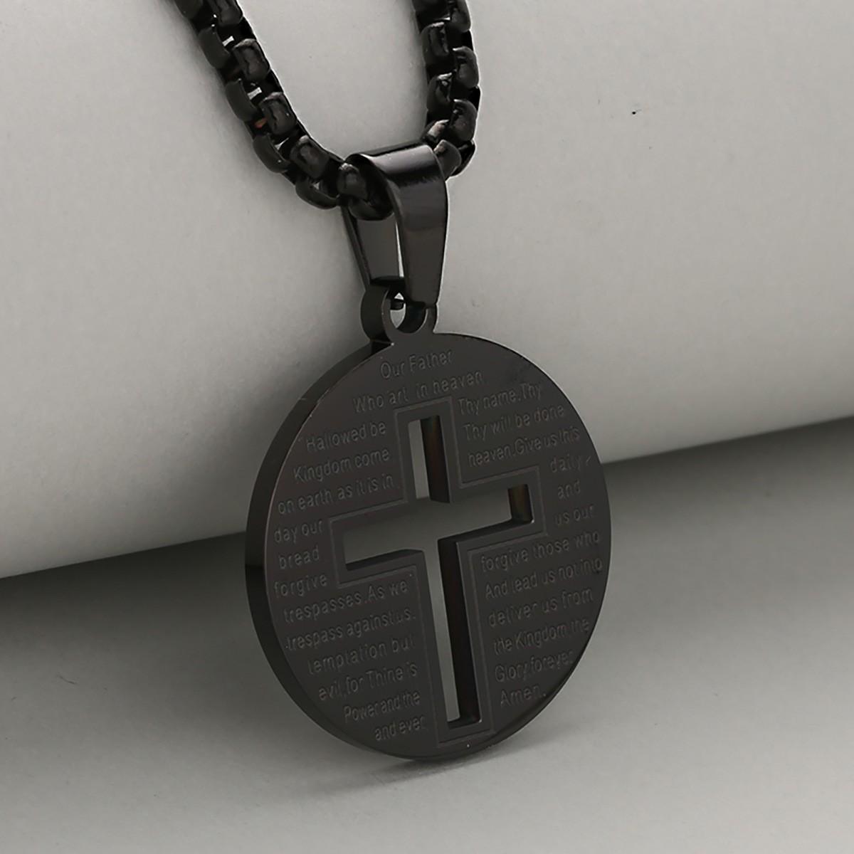 European and American round plate pendant geometric cross necklace jewelry gift 60CM