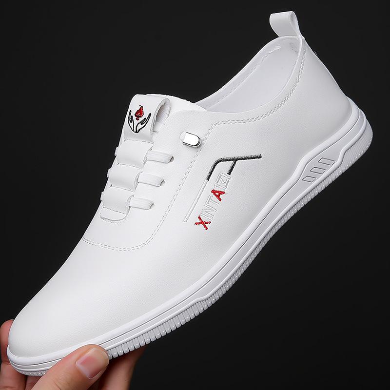 

Summer business leather shoes men s shoes soft sole men s business casual shoes flat heel hundred towers one pedal white shoes 38 белый