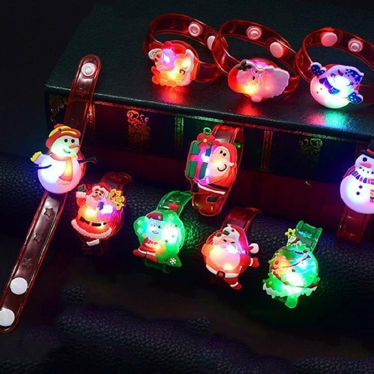 12Pcs Glowing Silicone Bracelets for Kids and Teens Christmas Wristbands Flashing Jewelry Birthday Party Accessories