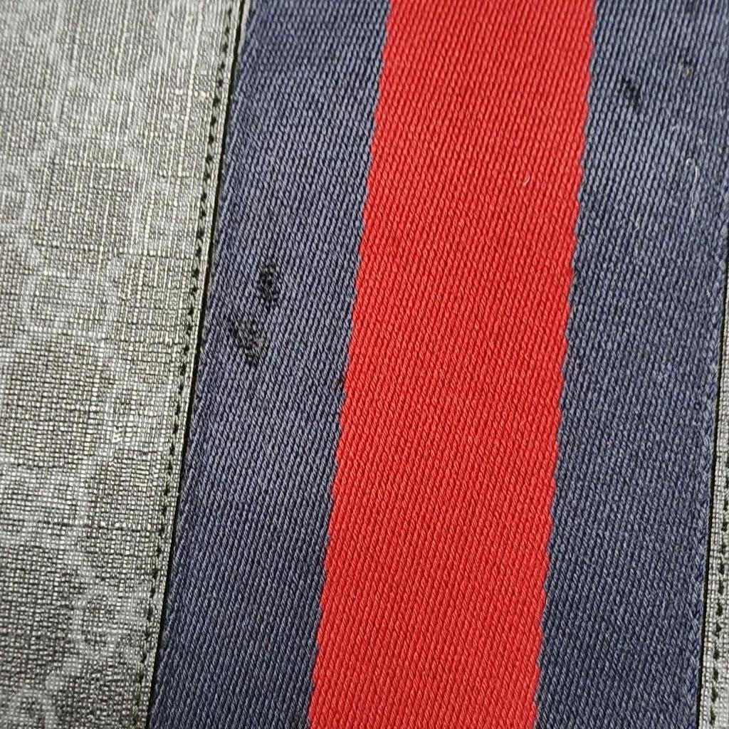 [Pre-Owned] Signature Logo Stripe Web Zipper Canvas Clutch - Very Good #XN4RTF