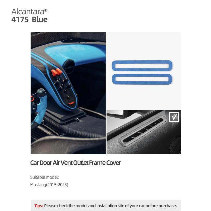 For Ford Mustang GT 2015-2025 Made of Alcantara Car Interior Door Side Air Vent Outlet Panel Trim Stickers Tuning Accessories