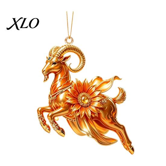Indoor Holiday Tree Ornaments Galloping Goat Hanging Ornament, 2D Flat Acrylic Pendant, New Year Lightweight Pendants Decoration for Christmas