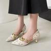 Fashion Women Heeled Sandals Pointed Toe Embroidery Shoes Woman Loafers 2025 Trend Elegant Shallow Pumps Summer Dress Sandalias De Mujer