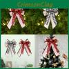 Holiday Festive Plaid Edge Bow With Black And White For Christmas Tree Decoration