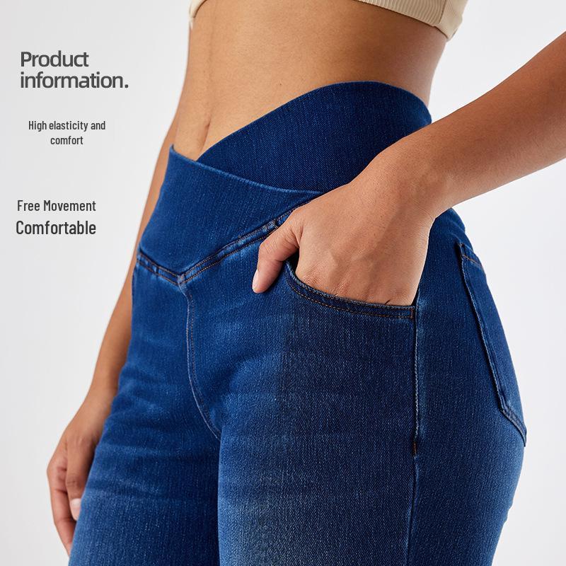 Sleekshape FD2502-MM Women's Cross-Waist Yoga Flare Jeans Casual Pants