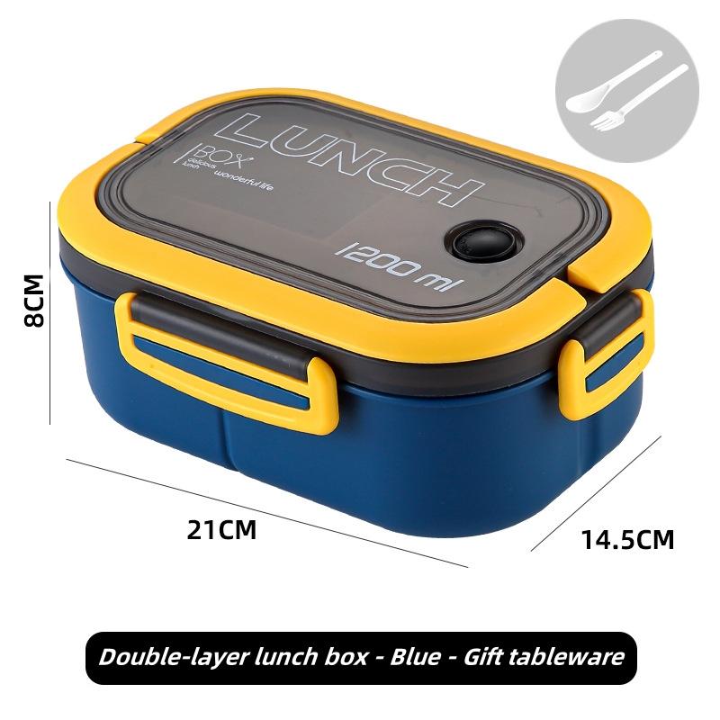 Portable Double Layer Leakproof Bento Lunch Box with Cutlery Microwave Safe Kids Food Storage Container  Kitchen Accessory