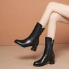Fashion Shoes Female 2024 Hot Sale Mid-Calf Women's Boots Elegant Modern Boots Women Round Toe High Heels Buttons Side Zip Shoes Women