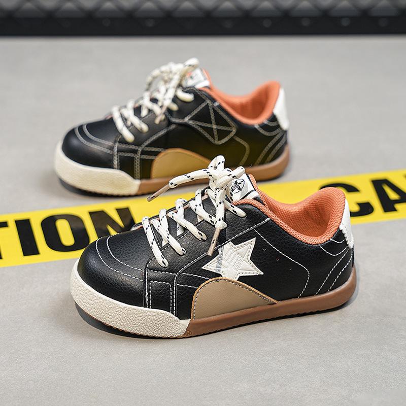 

2025 осень новая детская модная звезда повседневные кеды спортивная обувь универсальная детская милая обувь 36 чёрный