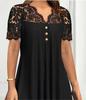 Spring/Summer 2025 European & American Women's Black Lace Short Sleeve Casual Top