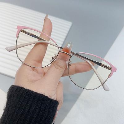 Neue Mode Cat-Eye Blaulichtfilterbrille Damen Herren Trendige Metallrahmen Computerbrille Brille Quadratische Brille