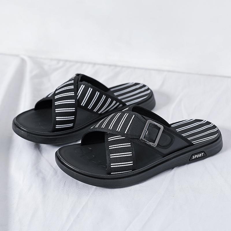 Sommer Schwarz Offene Zehen Weiche Sandalen Atmungsaktiv und Bequem Lässige Sandalen Mode Strandschuhe Hausschuhe Herrensandalen