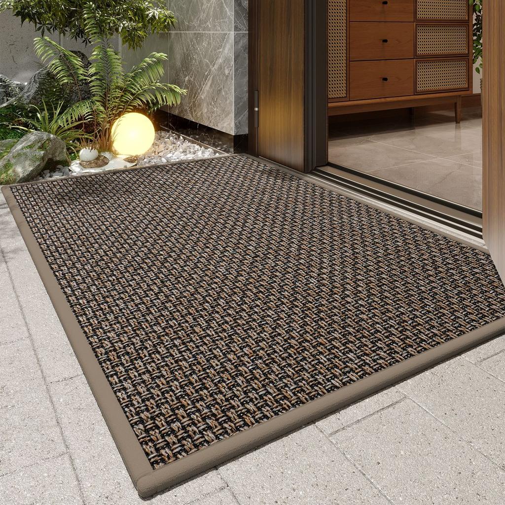 Heavy Duty Woven Doormat with Rubber Backing, Non Slip Dirt Trapper Entryway Floor Carpet Indoor Outdoor Front Door Rug
