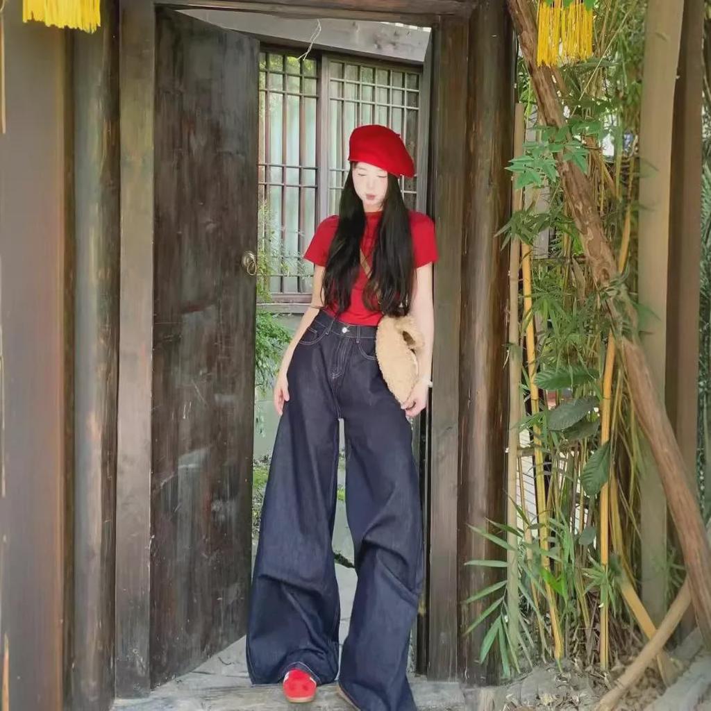 2024 Retro High-Waist Wide-Leg Spicy Girl Jeans - Summer Lazy Style for Women