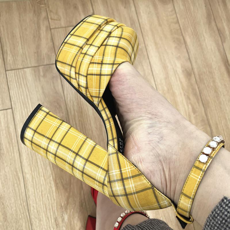 Escarpins pour femmes Nouveaux Sexy Talons Hauts Épais Plateforme Chaussures de Robe Fête Chaussures de Mariage Boucle Strass Taille 43