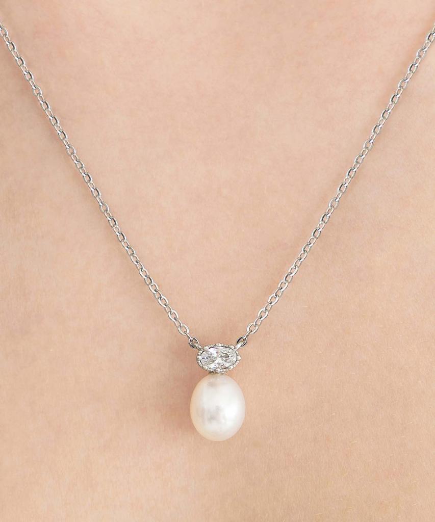 Tatiana (Silver 925) Oval Cubic Pearl Necklace Nz2551