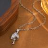 Fashiona And Creative Shovel Shaped Diamond Inlaid 925 Sterling Silver Temperament Personality Pendant Necklaces XL100