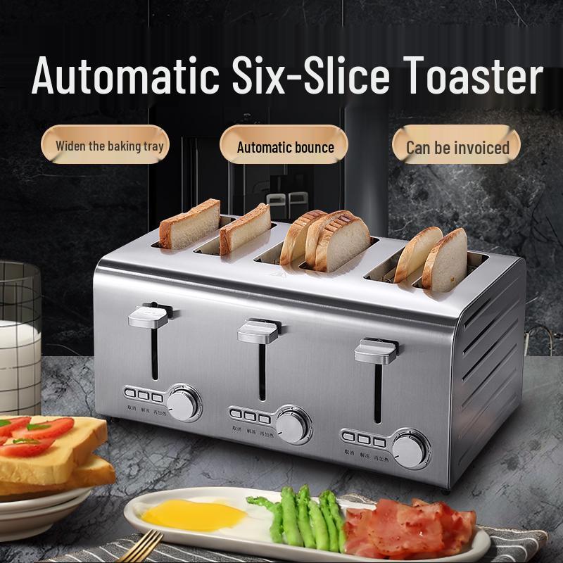 2024 Automatic Commercial 6-Slice Toaster Oven for Home - Perfect for Heating Roujiamo Sandwiches