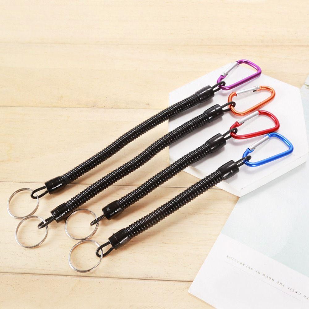For Outdoor Hiking Spring Key Cord Spring Elastic Rope Fishing Lanyards Anti-lost Phone Keychain
