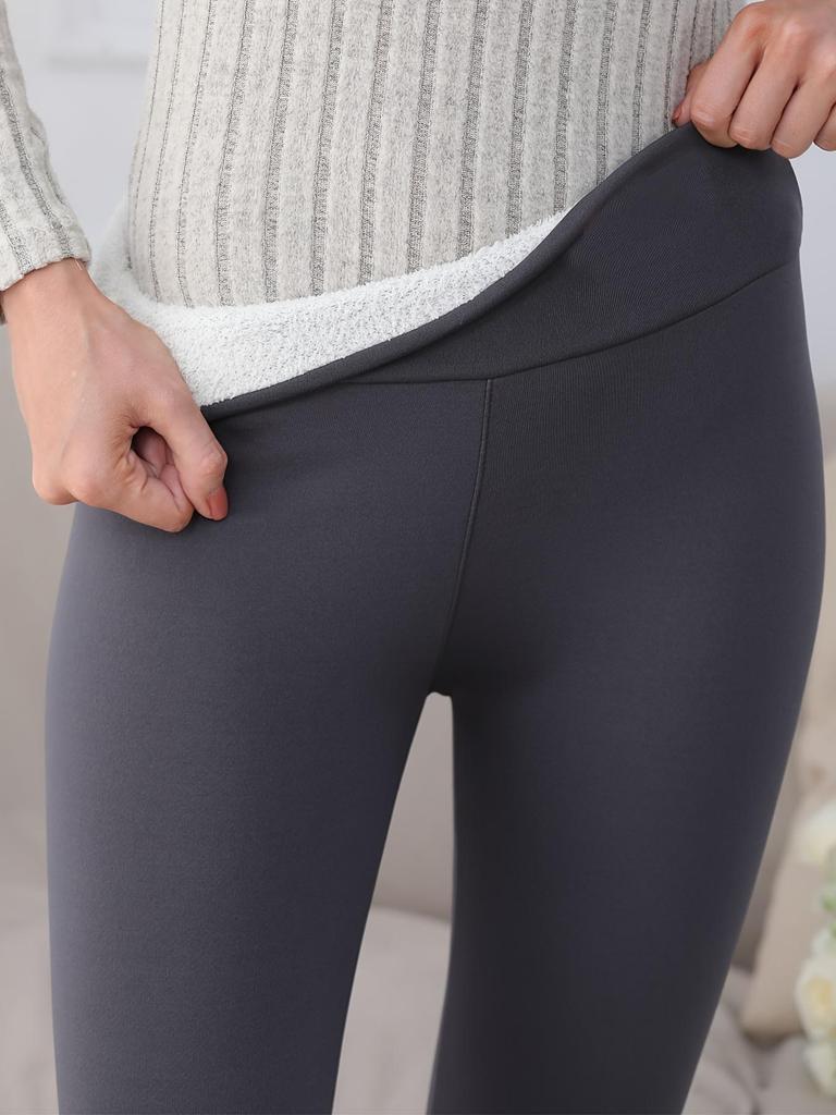 Women's High Waist Fleece Lined Lambswool Leggings for Autumn/Winter - Plus Size Yoga Pants