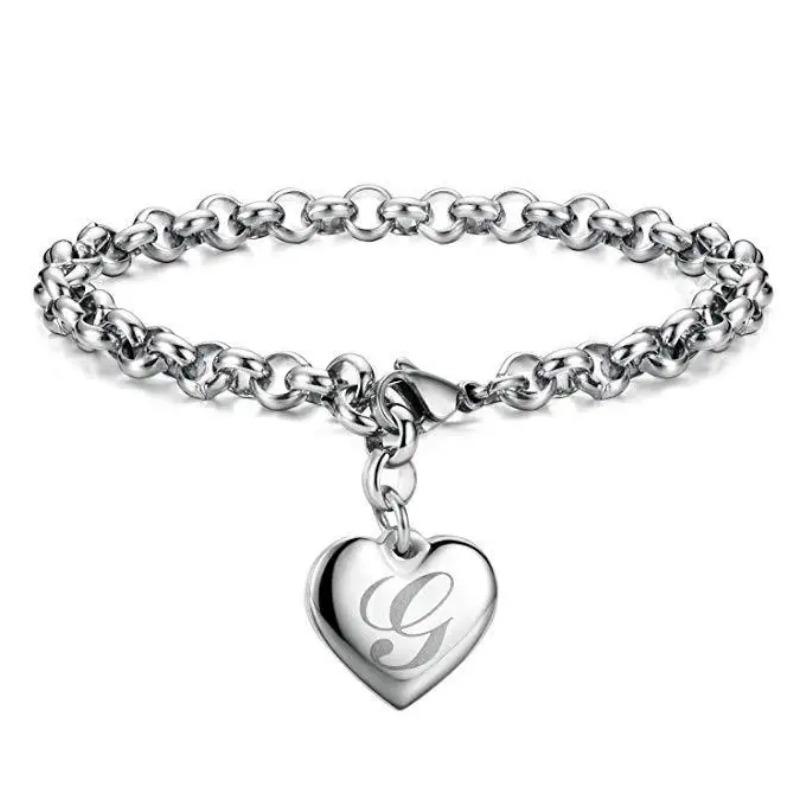 925 Sterlingsilber edles Herz 26 Buchstaben Kettenarmbänder für Frauen Mode Party Hochzeit Schmuck Geschenke