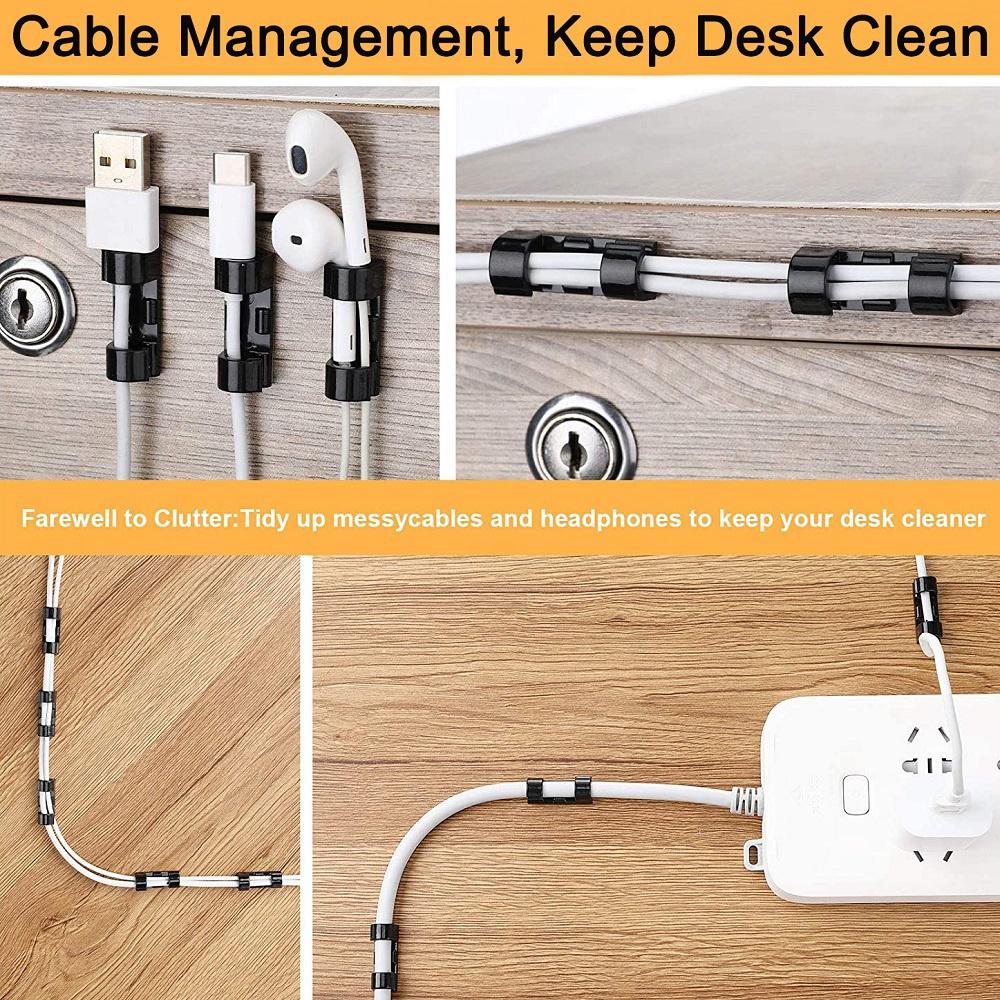 5/20pcs Transparent Self-Adhesive Cable Organizer Clips Wire Management For Home Desk Office Kitchen Wire Clamp Manager