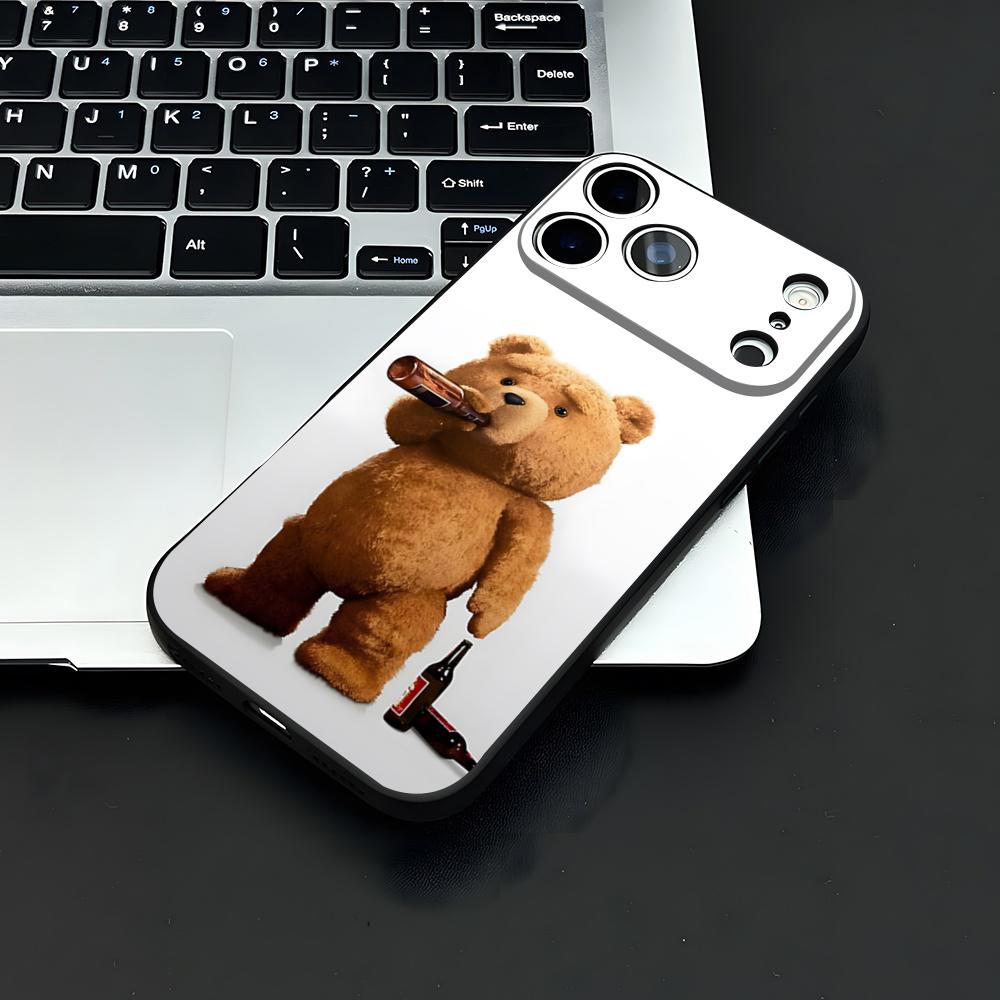 T-Ted B-Bear Phone Case For IPhone 17 Air 16 E Pro Max 15 14 13 Mini 12 Pro 11 Max Plus Black Soft Shell