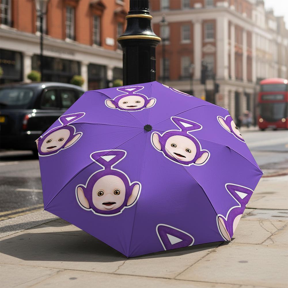 1 PC Automatic Folding Umbrella- Teletubbies Pattern, Portable & Foldable Design with 8 Ribs, Christmas Birthday Gifts