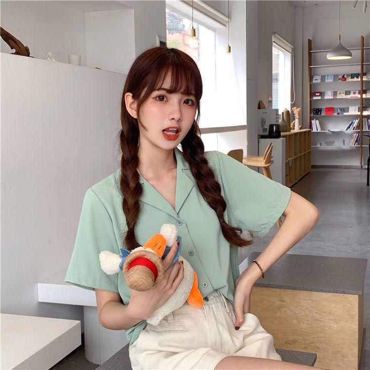 Spring 2026 Korean Retro Style Women's Professional Lapel Short Sleeve Shirt