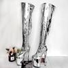 20CM Plateau Galvanisierte Overknee Pole Dance Stiefel - Fetisch Gold Silber Stiletto High Heels für Nachtclub-Models