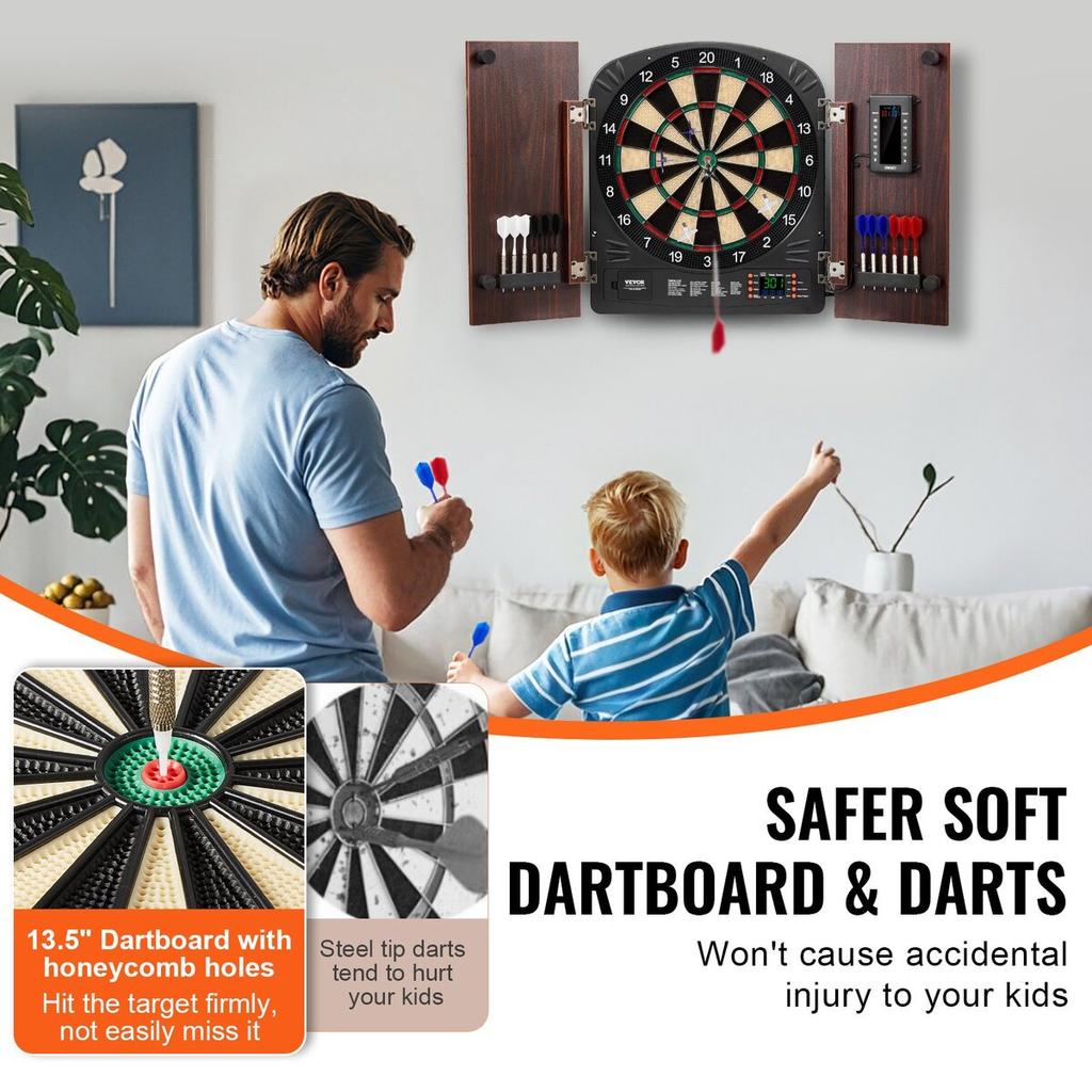 Dartboard and Cabinet Set Complete with All Accessories Easy Assembly