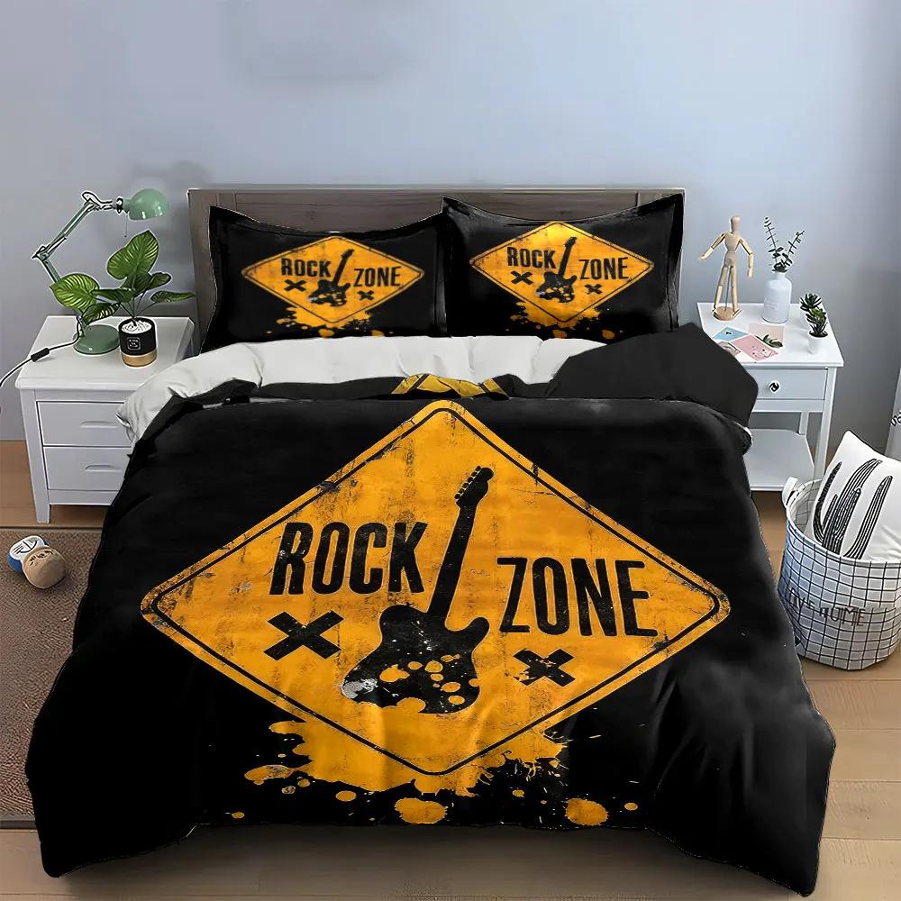 "Rock Music Room Decor Set" Soft Comfortable Duvet Cover Bedding Set Included 1*Duvet Cover & 2*Pillowcases Gift