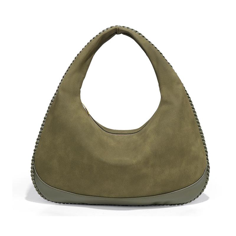 

Женская сумка на одно плечо из матовой замши, вместительная сумка в стиле ретро для поездок на работу и обратно, универсальная и модная сумка в форме полумесяца