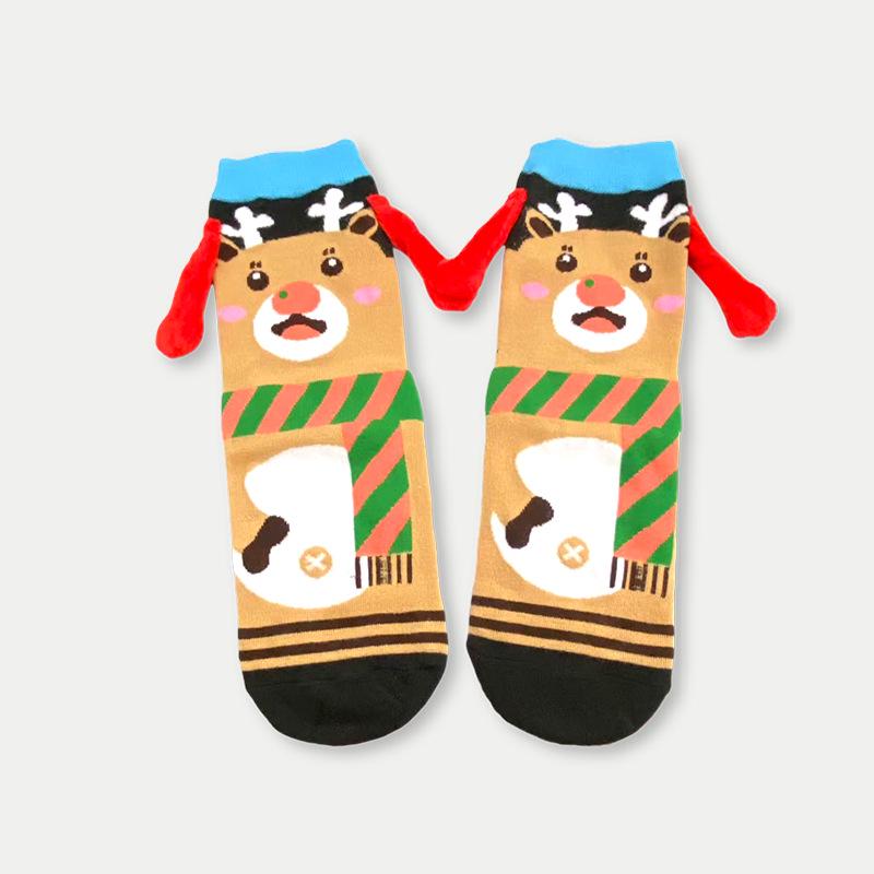 Magnetic Hand-holding Mid-tube Christmas Socks - Trendy Autumn/Winter Celebrity Style