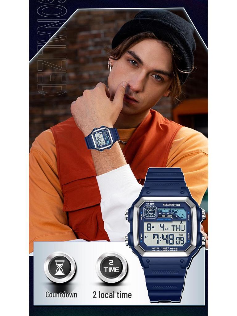 SANDA Square Multi-Function Digital Sports Watch: Waterproof, Luminous, Ideal for Students and Parties