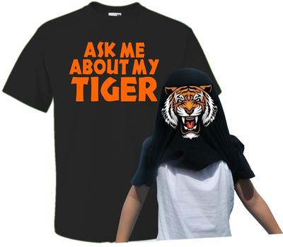 Ask Me About My Tiger Men's Flip T-Shirt Funny T Shirt Animal Big Cat Joke Cool