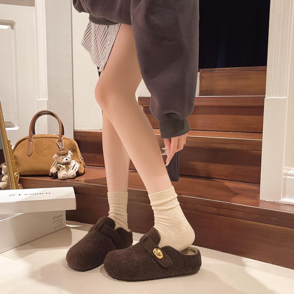 Autumn and Winter New Platform Slippers Temperament Retro Style Fashion Versatile with Skirt Temperament Bag Head Slippers Boken Shoes Tide