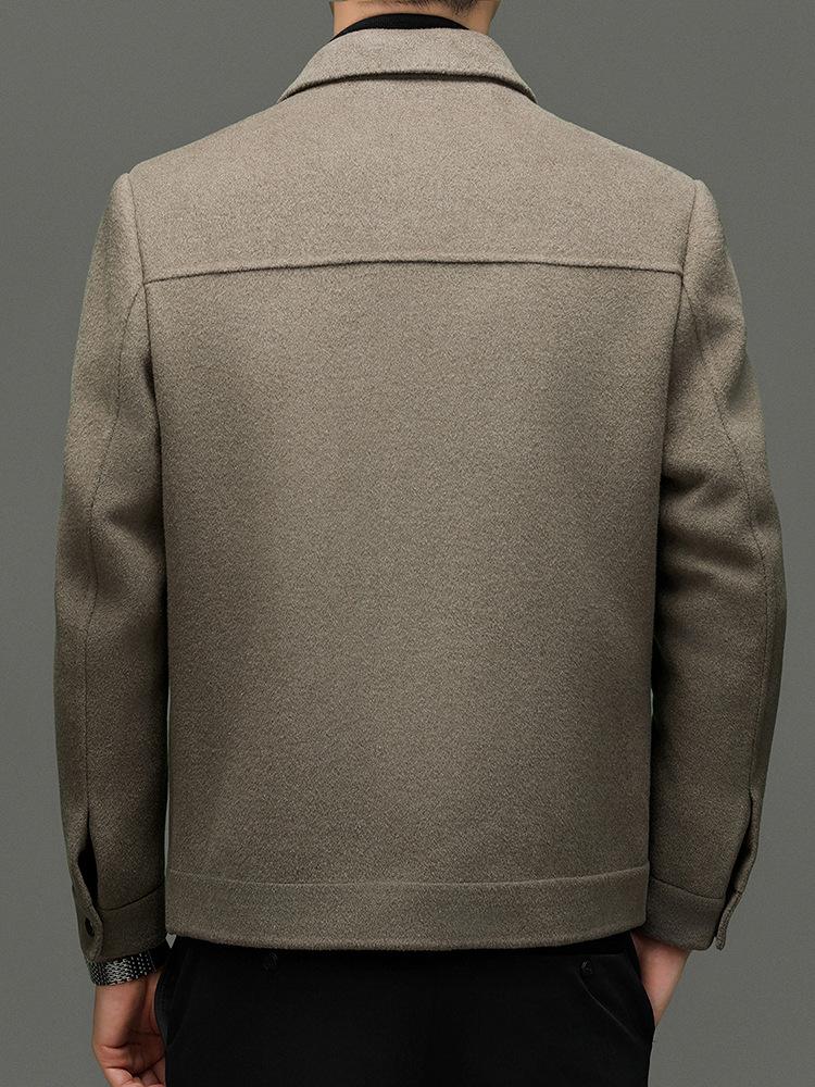 Men's Fashionable Winter Wool Jacket with Detachable Down Liner and Stand Collar