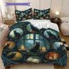 Tabby Cat Pattern Bedding Quilt Set Quilt Cover Pillowcase Home Decoration Birthday Gift (1 * duvet cover + 2 * pillowcase, without core)