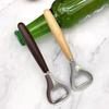 Beer Bottle Opener, Stainless Steel Cap Remover with Beech Wood Handle, Heavy Duty Opener for Kitchen Bar Camping Outdoor Travel