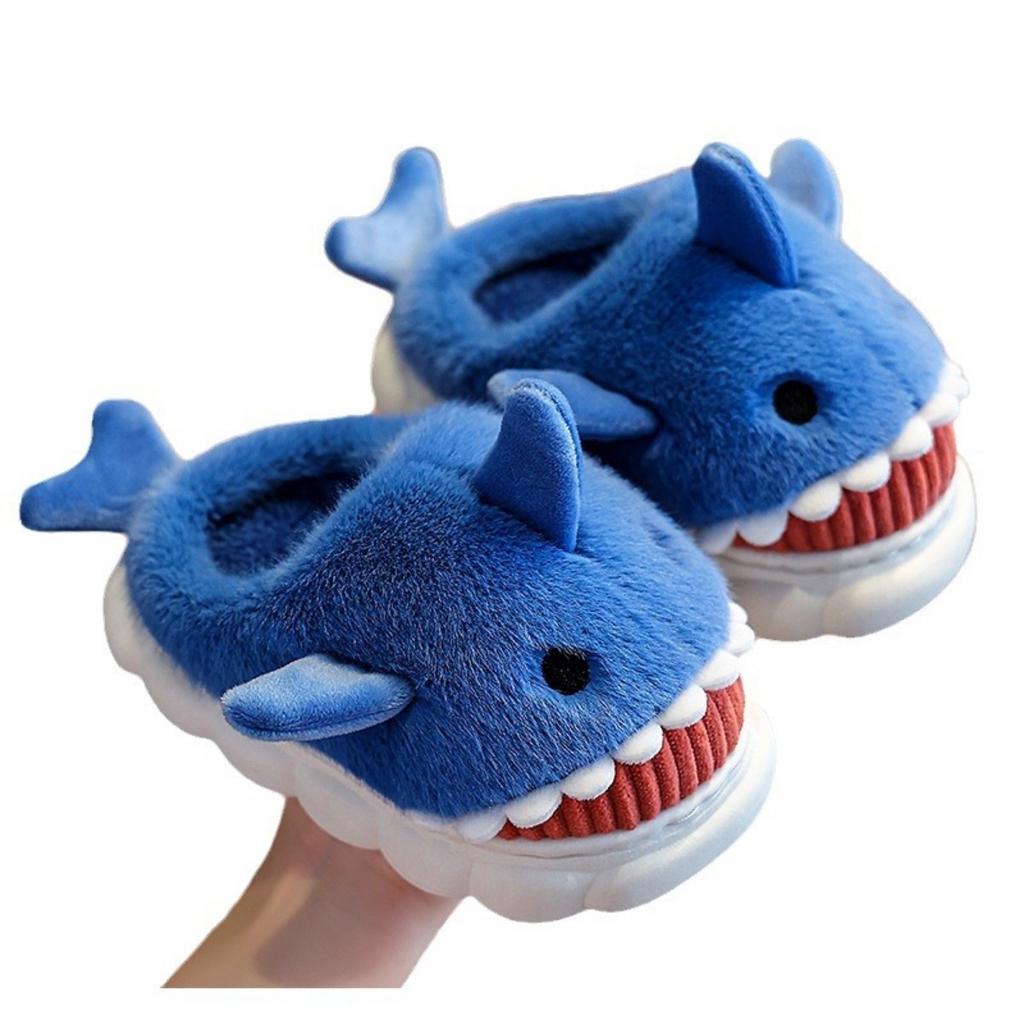 Children's Cotton Slippers, Cartoon Cute Shark for Boys and Girls In Winter, Warm and Thick Plush Slippers for Home Use