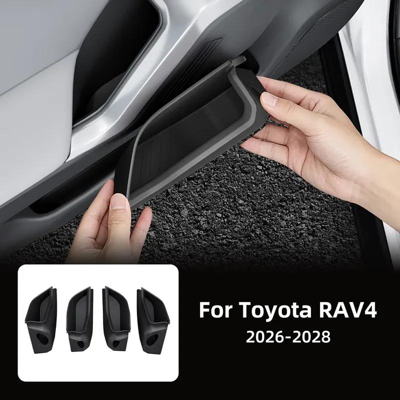 4pcs For Toyota RAV4 2026 2027 2028 Silicone Car Door Inner Handle Storage Box Tray Door Handle Pocket Organizer Accessories