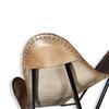 Comfortable Back Rest Living Room Butterfly Chair-Camel Color Folding Leather Armchair with Black Powder Coated Iron Stand