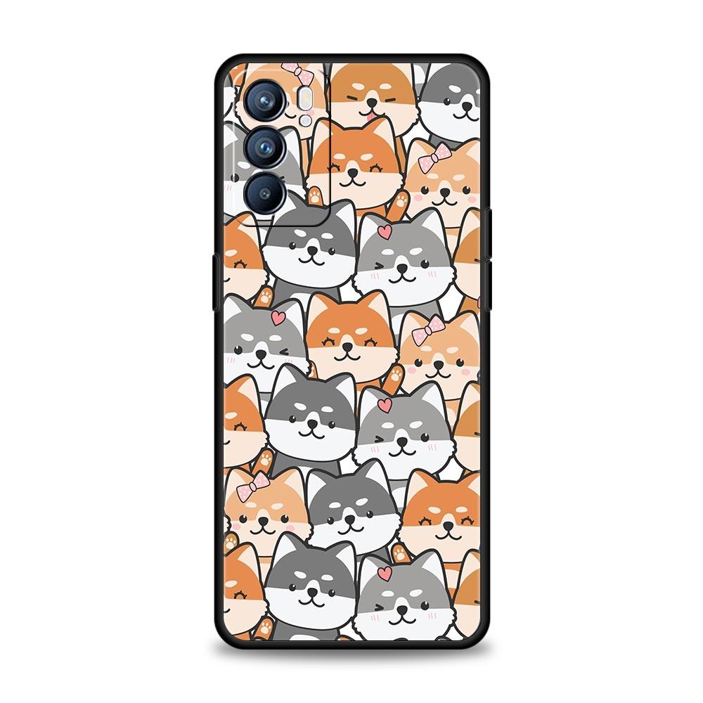 

Чехол для телефона с изображением собаки сиба-ину для Oppo A54 A53 A52 A9 2020 A15 A95 A16 A76 A74 A12 Find X5 Reno7 SE Reno6 Pro Plus 5G черный чехол Reno7 SE 5G