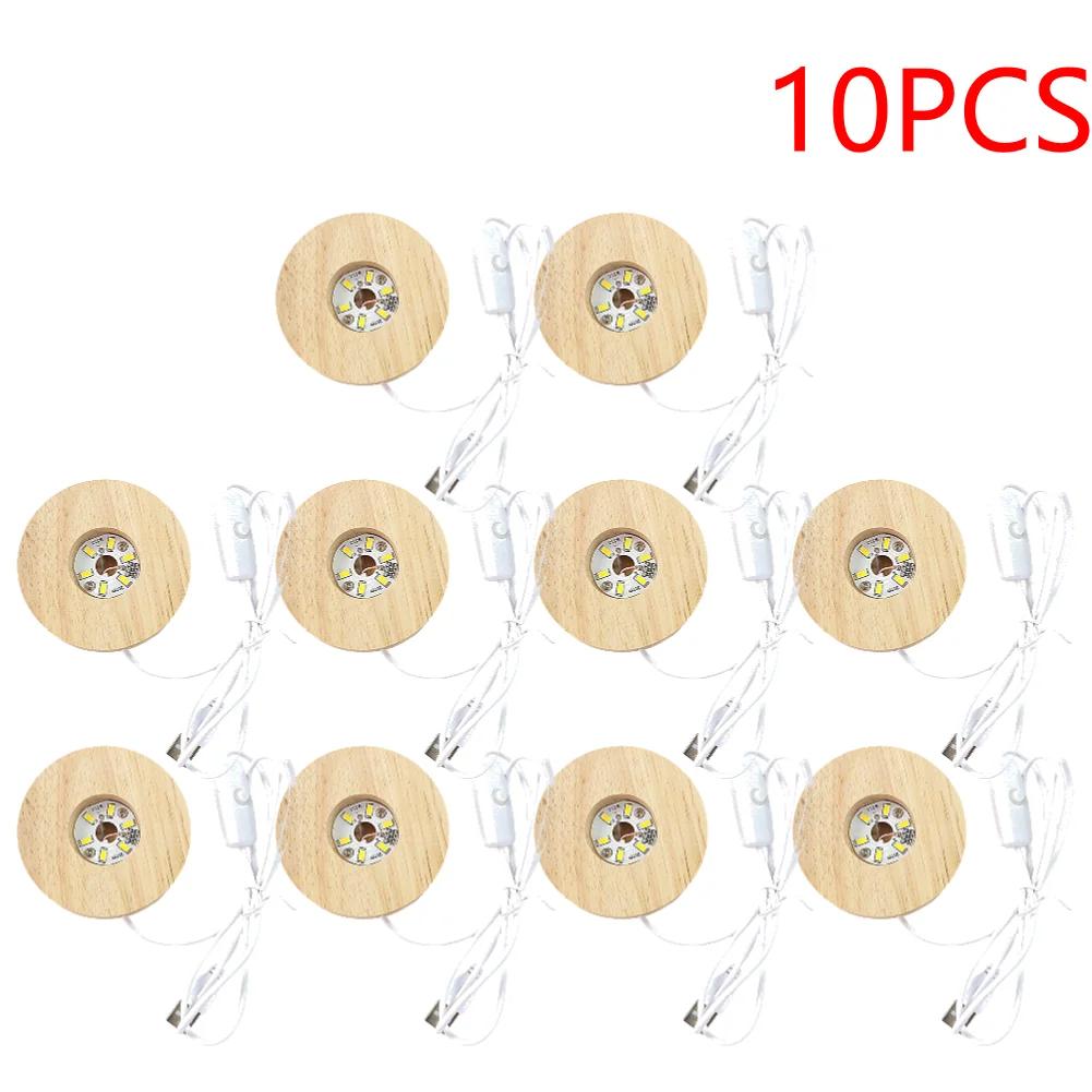 4 Inch Illuminated Display Base Round LED Light Display Base with 6 LEDs Light Up Base for for Resin Glass 3D Crystal Acrylic